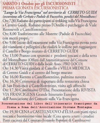 Locandina della Conferenza a
Castelnuovo d’Elsa (FI) del 1 Ottobre 2005
(83967 bytes)